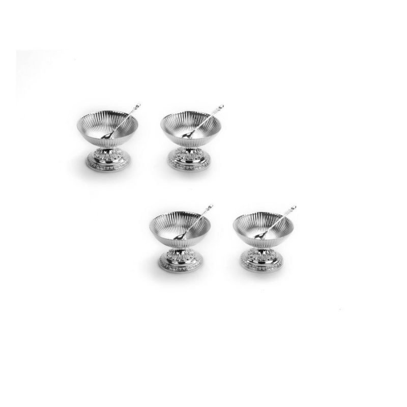 Fluted Design Silver Ice-Cream Bowls