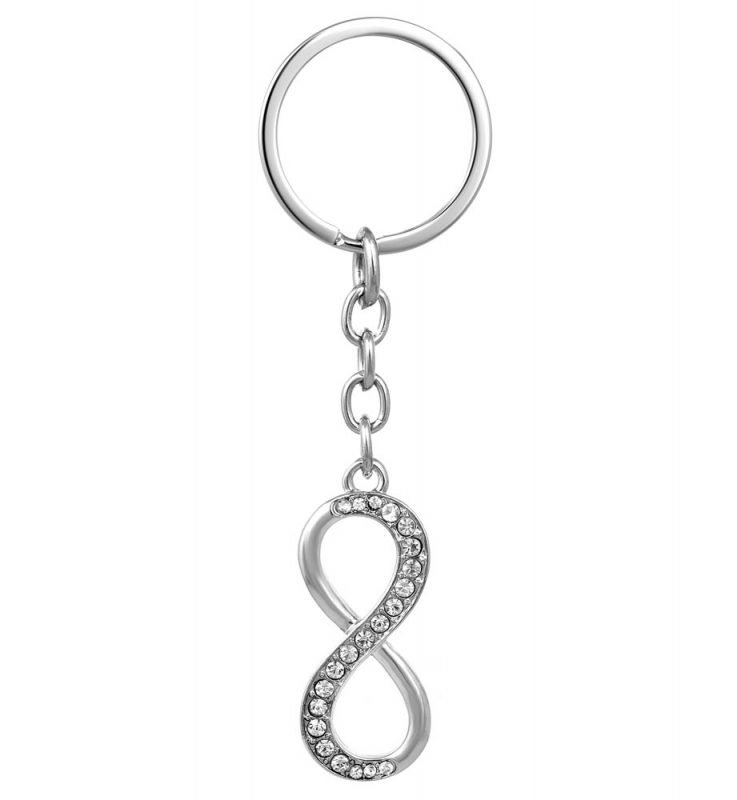 Infinity Crystal Silver Keychain