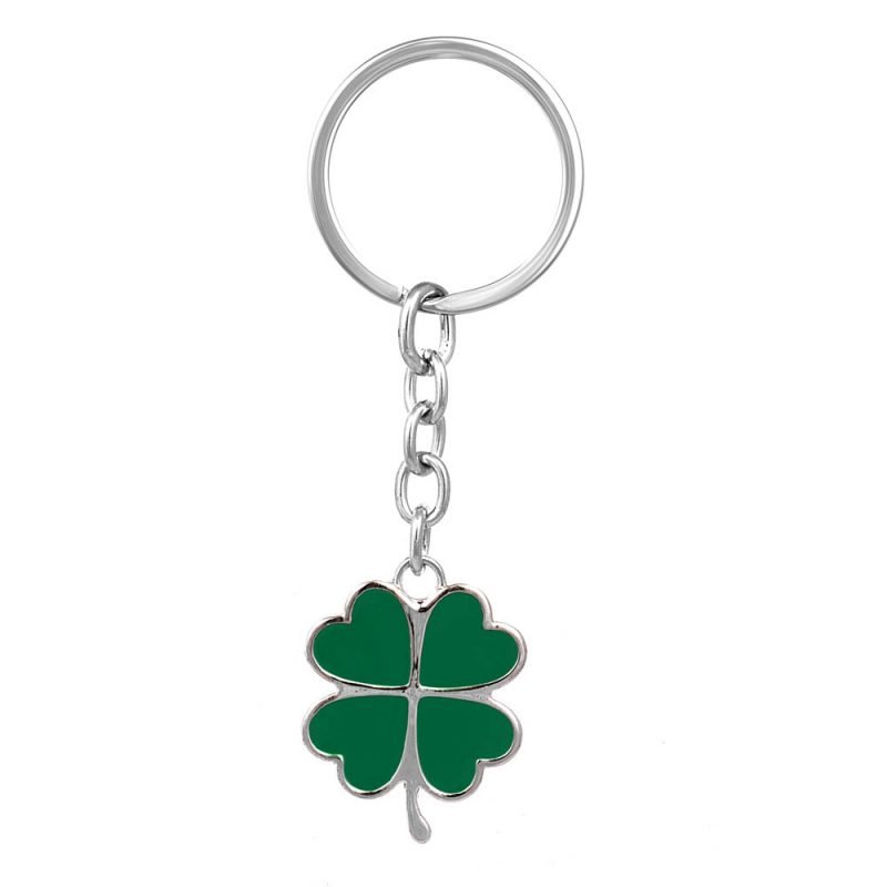 Green Enamelled Silver Keychain