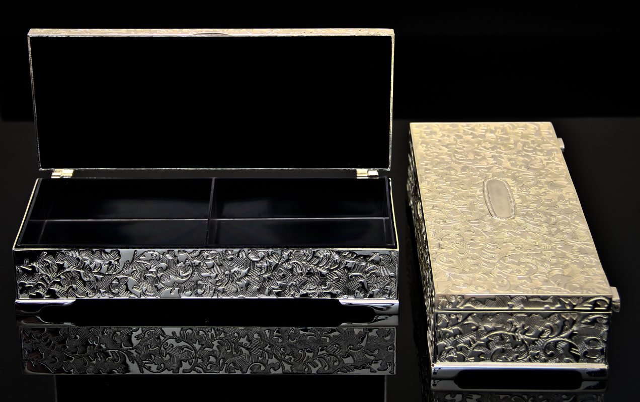 Rectangle Shaped Wooden Silver Box
