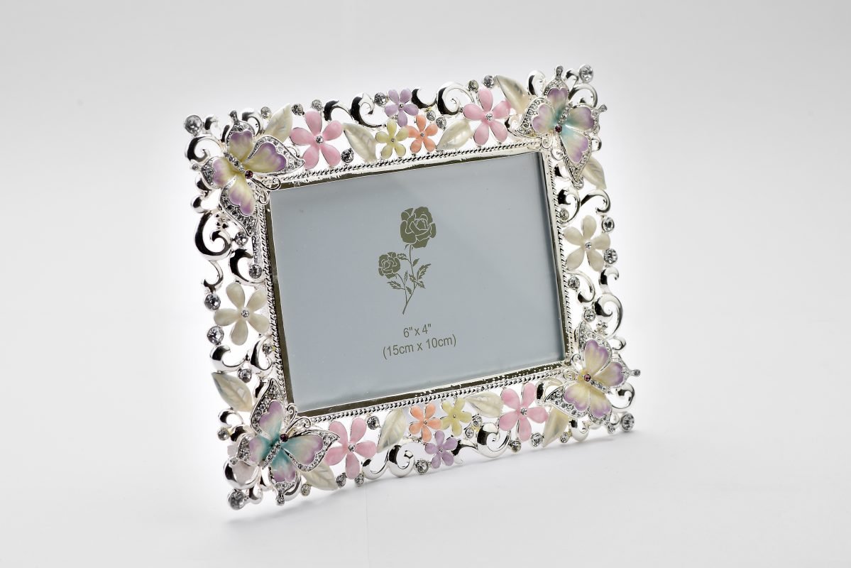 Butterfly Enameled Crystal Photo Frame