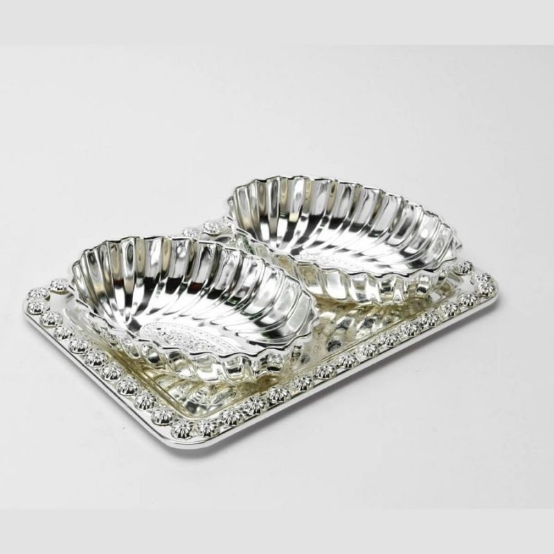 Oval Shaped Fluted Silver Bowl