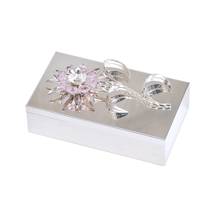 Silver Box With A Flower Embedded Atop