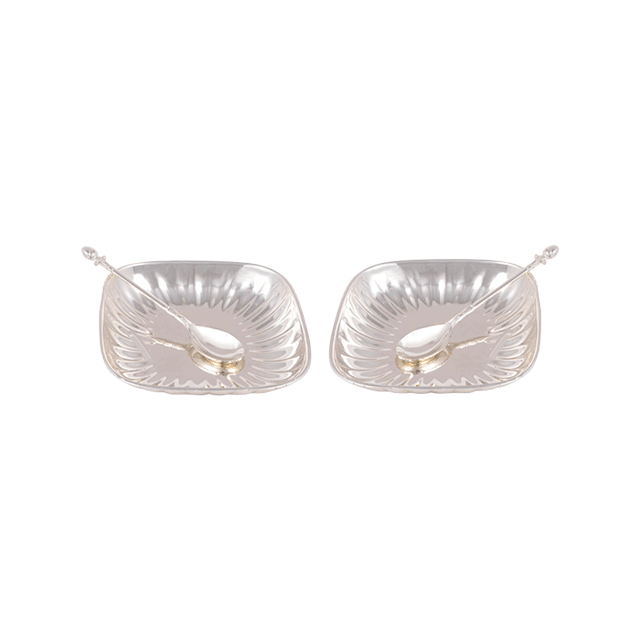 Fluted Bowl Silver-Plated Set Of Two With Spoons