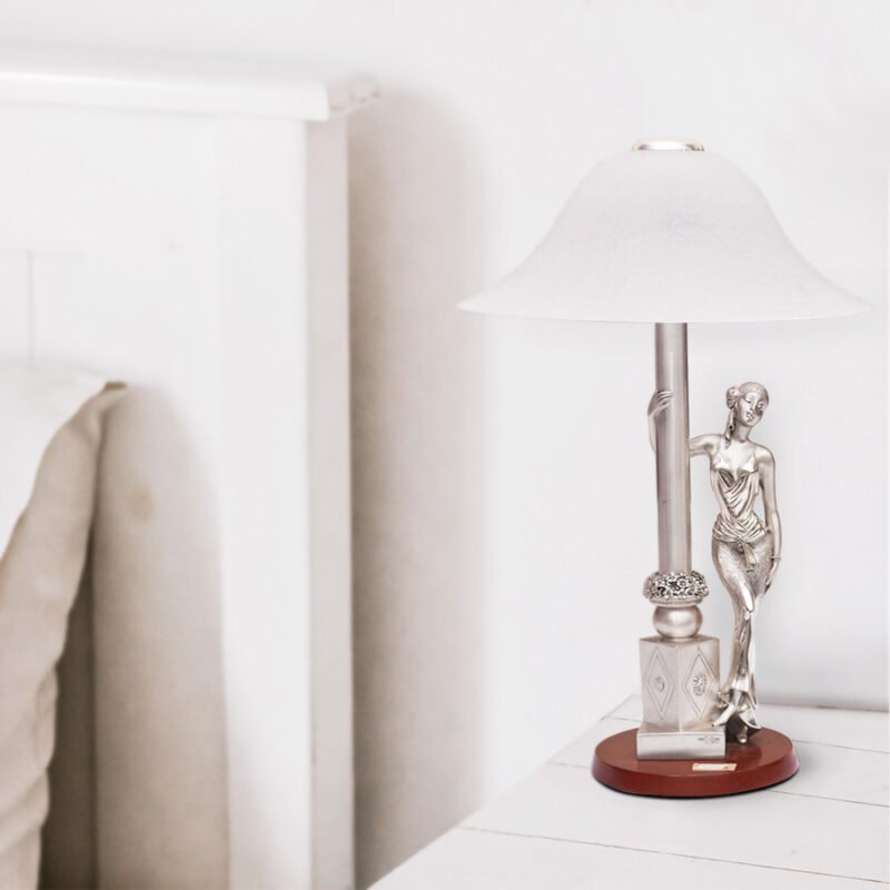 Silver Plated Lamp on bedside table