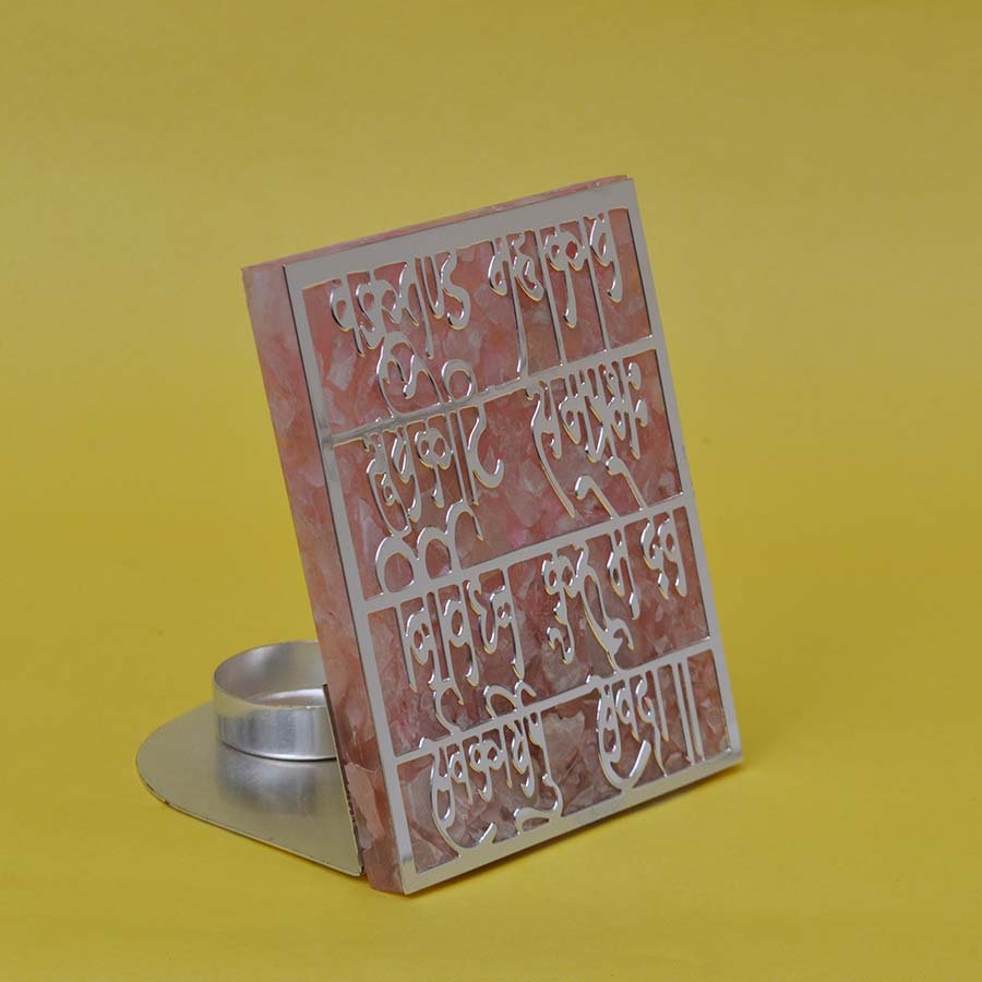 Rose quartz mantra t-light holder